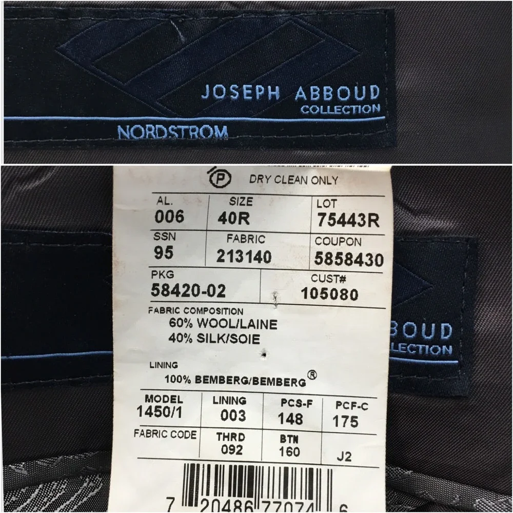 JOSEPH ABBOUD Mens Blazer Sport Coat Casual Jacket Size 40R Essential Wool Suit‎